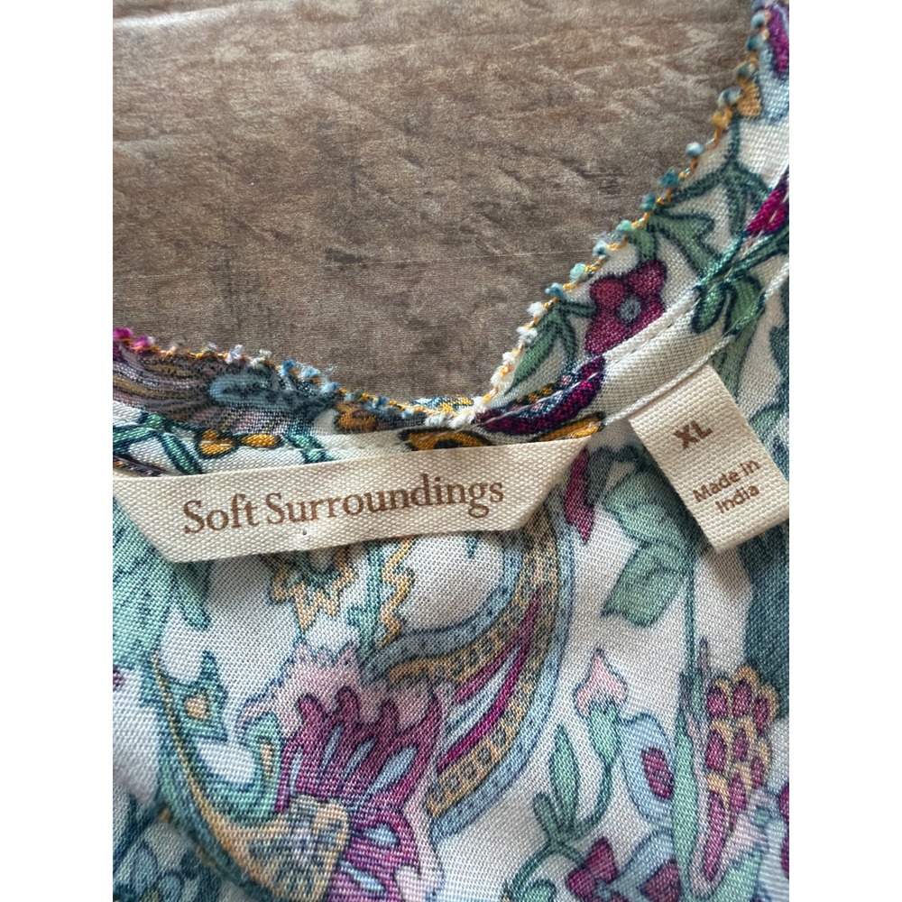 Soft Surroundings Kara Maxi Dress in Floral Paisley ,Neptune Green,
 Size XL - Picture 11 of 11